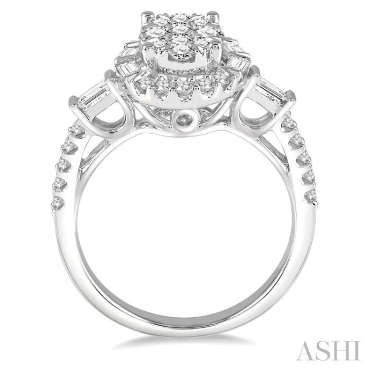 1 Ctw Diamond Lovebright Oval Halo Engagement Ring in 14K White Gold