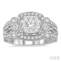 1 1/5 Ctw Diamond Lovebright Vintage Inspired Engagement Ring in 14K White Gold