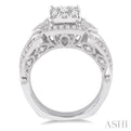 1 1/5 Ctw Diamond Lovebright Vintage Inspired Engagement Ring in 14K White Gold