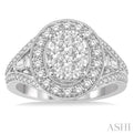 1 Ctw Diamond Lovebright Oval Halo Engagement Ring in 14K White Gold