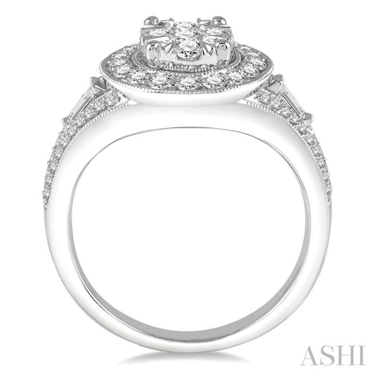 1 Ctw Diamond Lovebright Oval Halo Engagement Ring in 14K White Gold