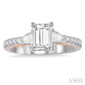 1/2 Ctw Diamond Octagon Shape Semi-Mount Engagement Ring in 14K White and Rose Gold