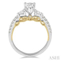 1/2 Ctw Diamond Pear Shape Semi-Mount Engagement Ring in 14K White and Yellow Gold