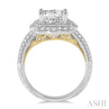 3/8 Ctw Round Diamond Semi-Mount Halo Engagement Ring in 14K White and Yellow Gold