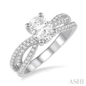 3/8 Ctw Round Diamond Oval Shape Semi-Mount Engagement Ring in 14K White Gold