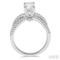 3/8 Ctw Round Diamond Oval Shape Semi-Mount Engagement Ring in 14K White Gold