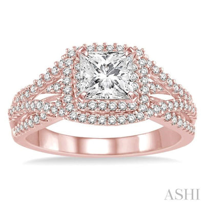 5/8 Ctw Diamond Semi-mount Engagement Ring in 14K Rose Gold