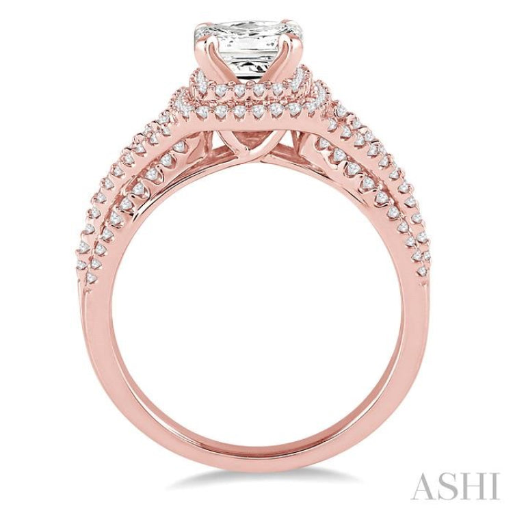 5/8 Ctw Diamond Semi-mount Engagement Ring in 14K Rose Gold