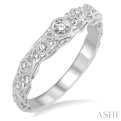 1/6 Ctw Round Cut Vintage Lattice Diamond Wedding Band in 14K White Gold