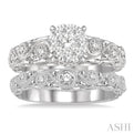 5/8 Ctw Diamond Lovebright Wedding Set with 1/2 Ctw Engagement Ring and 1/6 Ctw Wedding Band in 14K White Gold