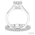 1 Ctw Diamond Lovebright Wedding Set With 3/4 Ctw Oval Shape Engagement Ring and 1/5 Ctw Wedding Band in 14K White Gold