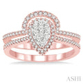 1/2 Ctw Diamond Lovebright Wedding Set with 1/3 Ctw Engagement Ring and 1/6 Ctw Wedding Band in 14K Rose and White Gold