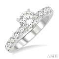 3/4 Ctw Round Cut Diamond Semi-Mount Engagement Ring in 14K White Gold