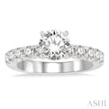 3/4 Ctw Round Cut Diamond Semi-Mount Engagement Ring in 14K White Gold