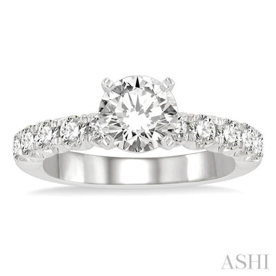 3/4 Ctw Round Cut Diamond Semi-Mount Engagement Ring in 14K White Gold