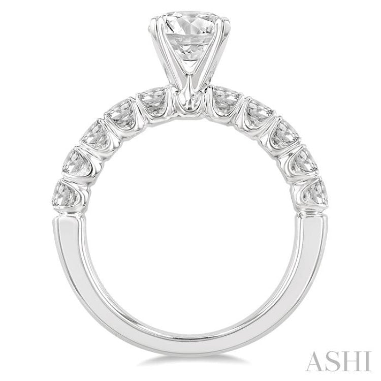 3/4 Ctw Round Cut Diamond Semi-Mount Engagement Ring in 14K White Gold