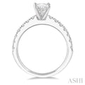 1 1/10 Ctw Oval shape Diamond Ladies Engagement Ring with 5/8 Ct Oval Cut Center Stone in 14K White Gold