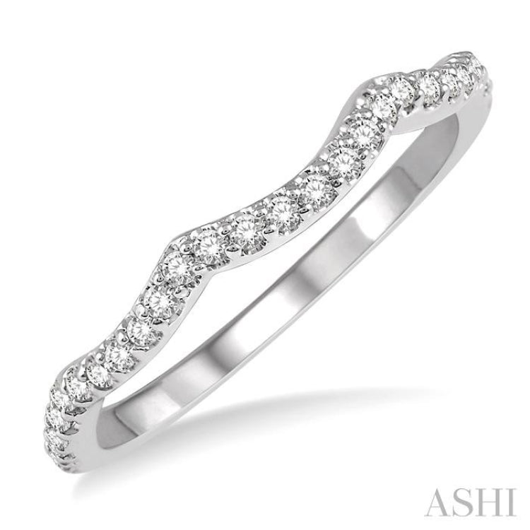 1/5 Ctw Wave Lattice Round Cut Diamond Wedding Band in 14K White Gold