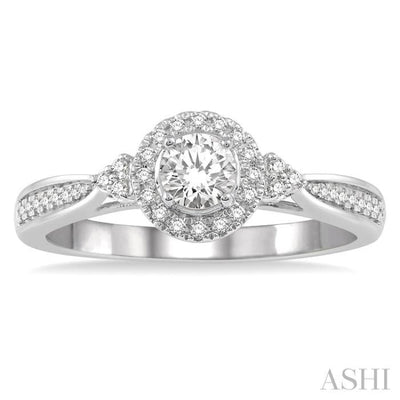 1/5 Ctw Round Center Semi-Mount Diamond Engagement Ring in 14K White Gold