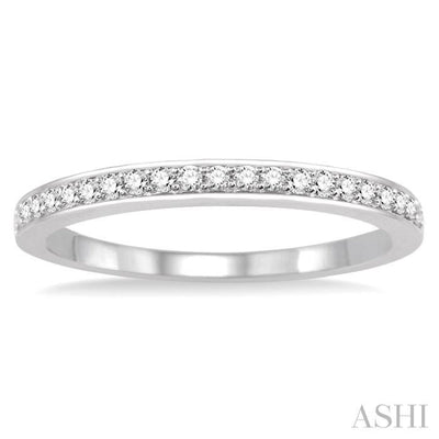 1/10 Ctw Round Cut Diamond Wedding Band in 14K White Gold