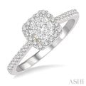 1/3 Ctw Round Diamond Lovebright Halo Engagement Ring in 14K White and Yellow Gold