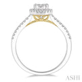 1/3 Ctw Round Diamond Lovebright Halo Engagement Ring in 14K White and Yellow Gold