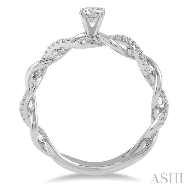 1/6 Ctw Entwined Shank Semi-Mount Round Cut Diamond Engagement Ring in 14K White Gold