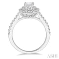 1/4 Ctw Oval Shape Semi-Mount Round Cut Diamond Engagement Ring in 14K White Gold