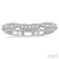 1/10 Ctw Carved Round Cut Diamond Wedding Band in 14K White Gold