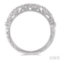 1/10 Ctw Carved Round Cut Diamond Wedding Band in 14K White Gold