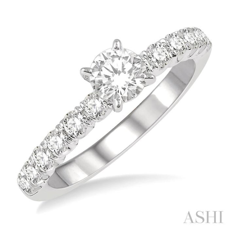 1/4 Ctw Round Cut Diamond Semi-Mount Engagement Ring in 14K White Gold