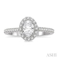 1/3 Ctw Oval Shape Semi-Mount Diamond Engagement Ring in 14K White Gold