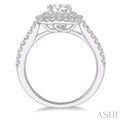 5/8 Ctw Square Shape Semi-Mount Round Cut Diamond Engagement Ring in 14K White Gold