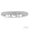 1/6 Ctw Tri Arc Center Round Cut Diamond Wedding Band in 14K White Gold