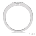 1/6 Ctw Tri Arc Center Round Cut Diamond Wedding Band in 14K White Gold