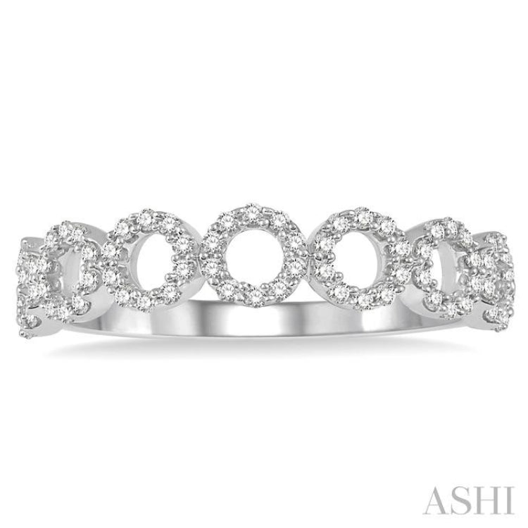 1/4 Ctw Circular Row Round Cut Diamond Stackable Band in 10K White Gold