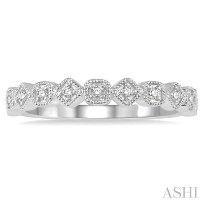 1/10 Ctw Square & Rhombus Mount Round Cut Diamond Stackable Band in 14K White Gold