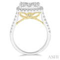 2 Ctw Round Diamond Lovebright Halo Engagement Ring in 14K White and Yellow Gold