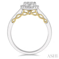 1/3 Ctw round Diamond Lovebright Solitaire Style Halo Engagement Ring in 14K White and Yellow Gold