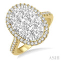 2 Ctw Round Diamond Lovebright Halo Engagement Ring in 14K Yellow and White Gold