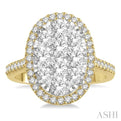 2 Ctw Round Diamond Lovebright Halo Engagement Ring in 14K Yellow and White Gold