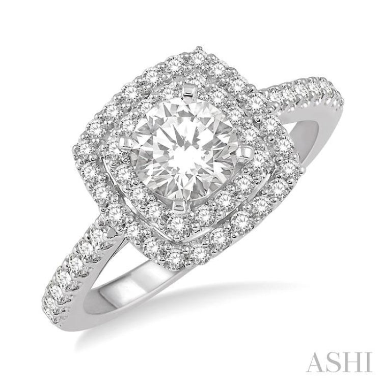 1/4 Ctw Round Cut Semi-Mount Diamond Engagement Ring in 14K White Gold