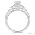 1/4 Ctw Oval Shape Semi-Mount Round Cut Diamond Engagement Ring in 14K White Gold