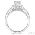 1/2 Ctw Curved Shank Pear Shape Semi-Mount Diamond Engagement Ring in 14K White Gold