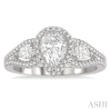 7/8 Ctw Pear Shape Diamond Engagement Ring in 14K White Gold