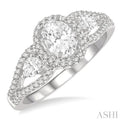 7/8 Ctw Oval Shape Diamond Engagement Ring in 14K White Gold