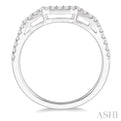 1/5 Ctw Curved Center Round Cut Diamond Wedding Band in 14K White Gold