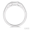 1/10 Ctw Curved Center Round Cut Diamond Wedding Band in 14K White Gold