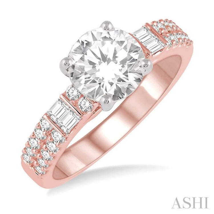 1/2 Ctw Semi-Mount Diamond Engagement Ring in 14K Rose and White Gold