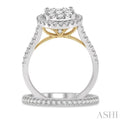 1 1/5 Ctw Lovebright Diamond Wedding Set in 14K With 1 Ctw Oval Shape Engagement Ring in White and Yellow Gold and 1/5 Ctw Wedding Band in White Gold